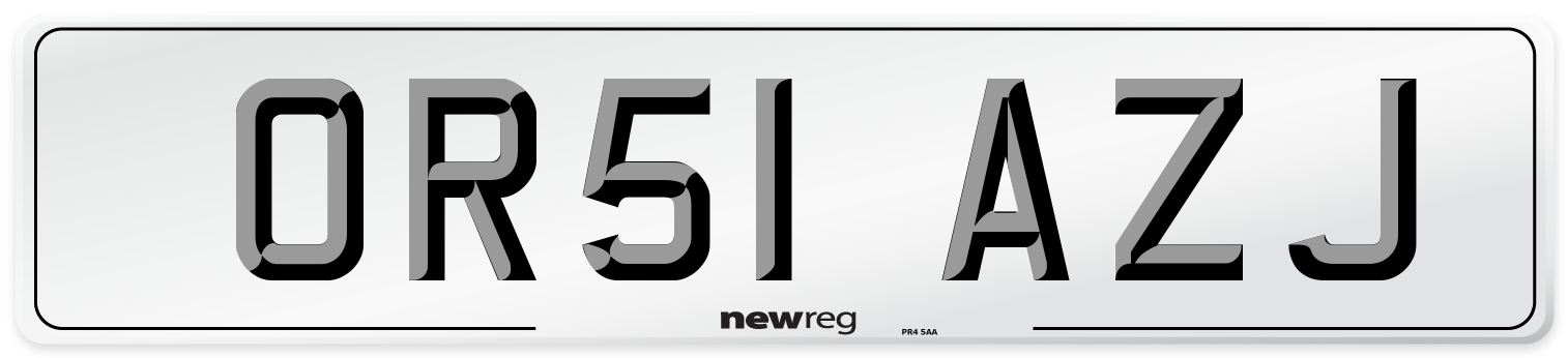OR51 AZJ Number Plate from New Reg